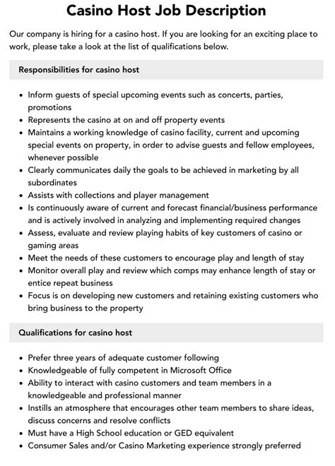 casino host job question and answer